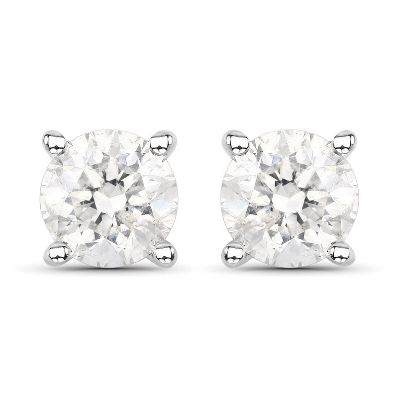 0.80 Carat Genuine White Diamond 14K White Gold Earrings