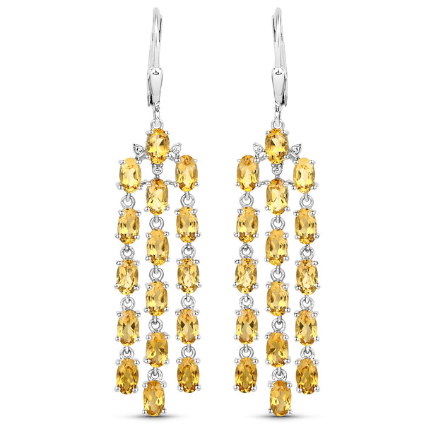 6.40 Carat Genuine Citrine .925 Sterling Silver Earrings