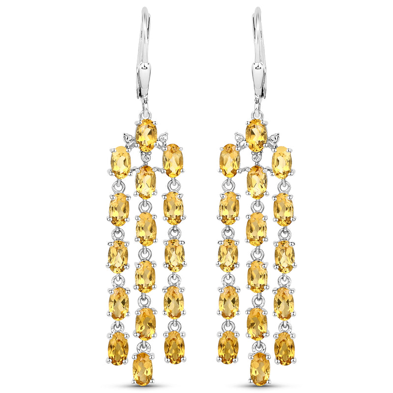 6.40 Carat Genuine Citrine .925 Sterling Silver Earrings