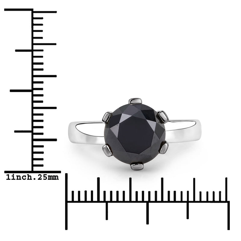 4.05 Carat Genuine Black Diamond 14K White Gold Ring