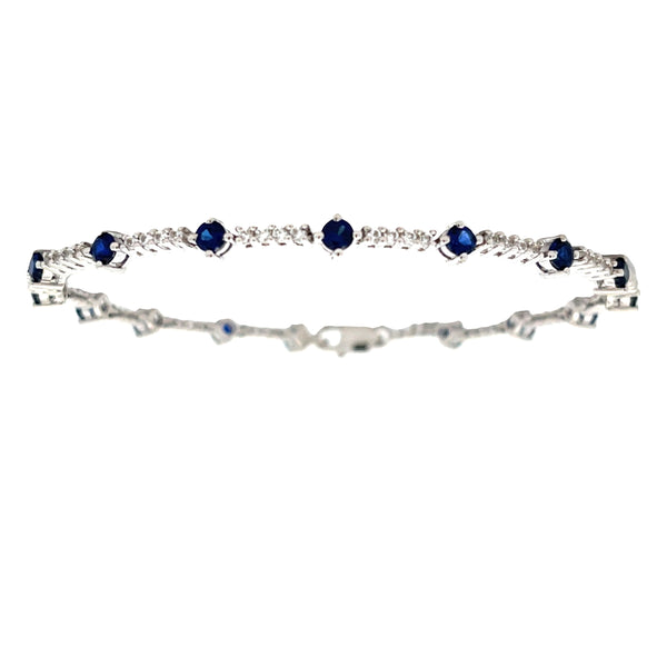 Created Sapphire Tennis Bracelet Sterling Silver