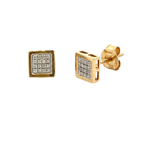 Genuine .10ct Diamond Stud Earrings 14KT Yellow Gold