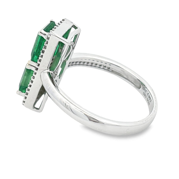 Natural 2.34ct Emerald Diamond Ring 14KT White Gold