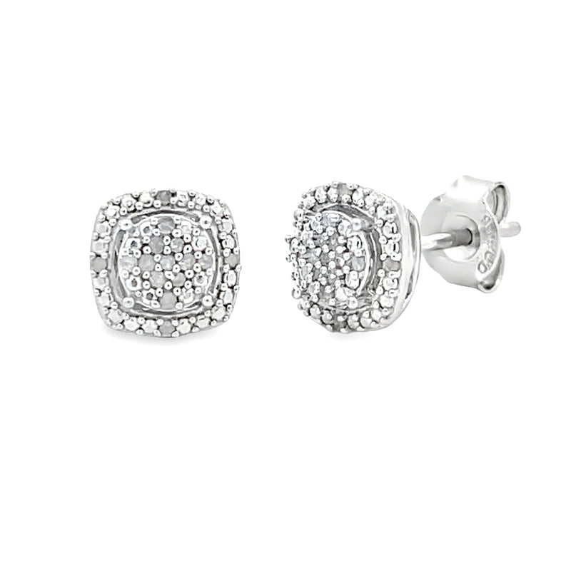 Genuine .10ct Diamond Stud Earrings Sterling Silver