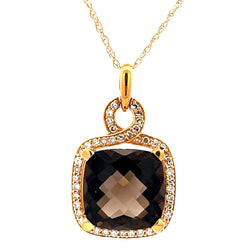 7.33ct Quartz Diamond Fashion Pendants 14KT Yellow Gold