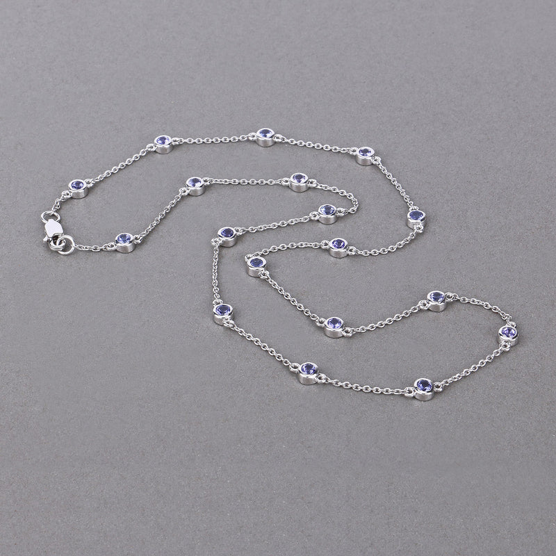 1.80 Carat Genuine Tanzanite .925 Sterling Silver Necklace