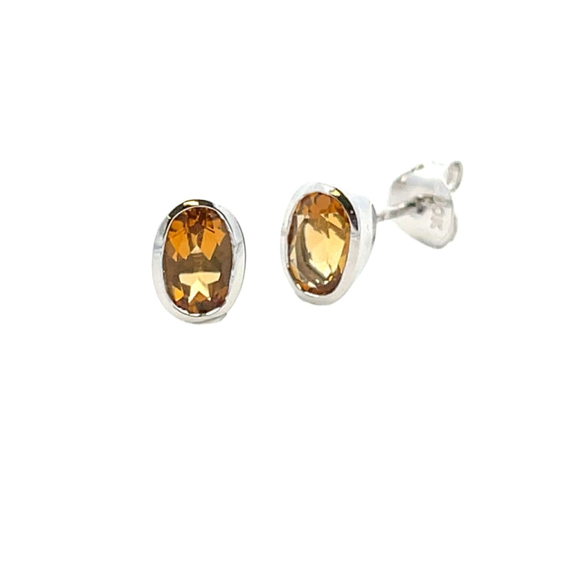 Genuine .76ct Citrine Stud Earrings 10KT White Gold