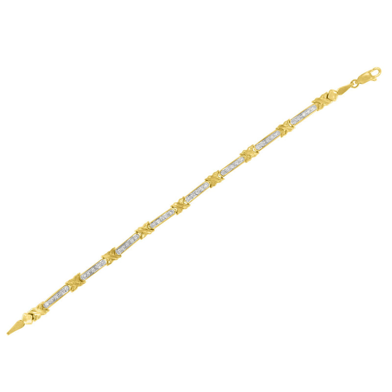 10K Yellow Gold 1/2 Cttw Diamond X-Link 7" Bracelet (I-J Color, I1-I2 Clarity)