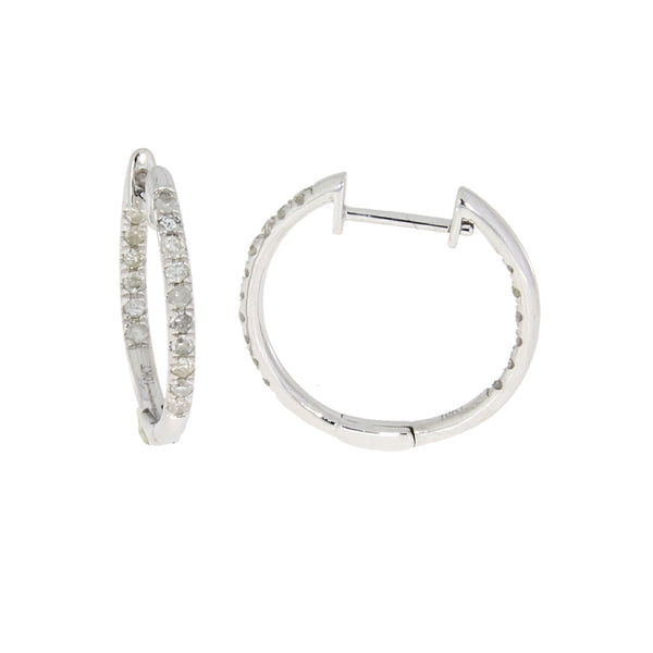 Genuine .41ct Diamond Hoop Earrings 10KT White Gold