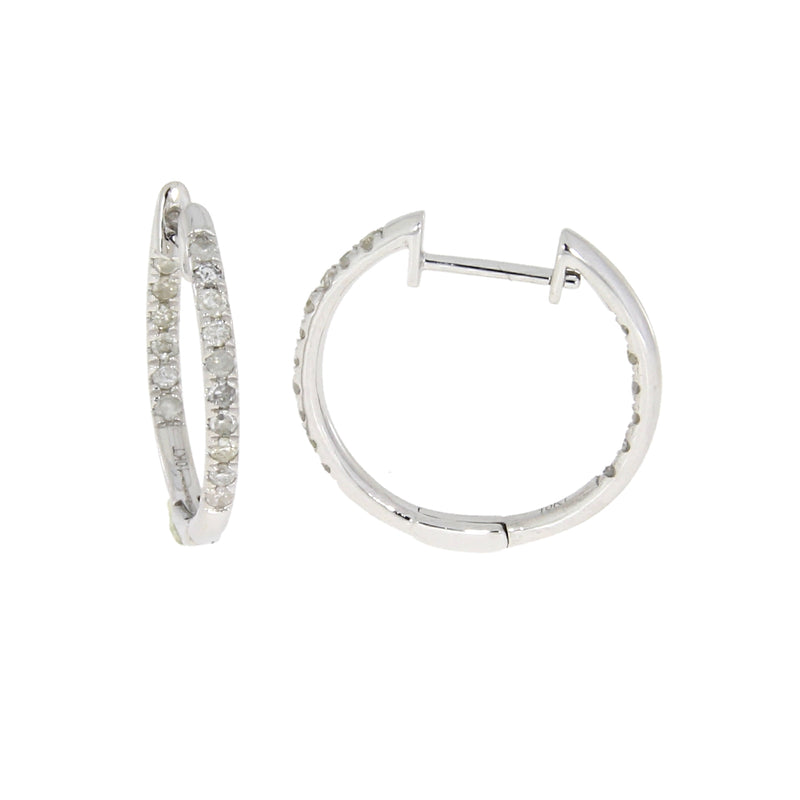 Genuine .41ct Diamond Hoop Earrings 10KT White Gold