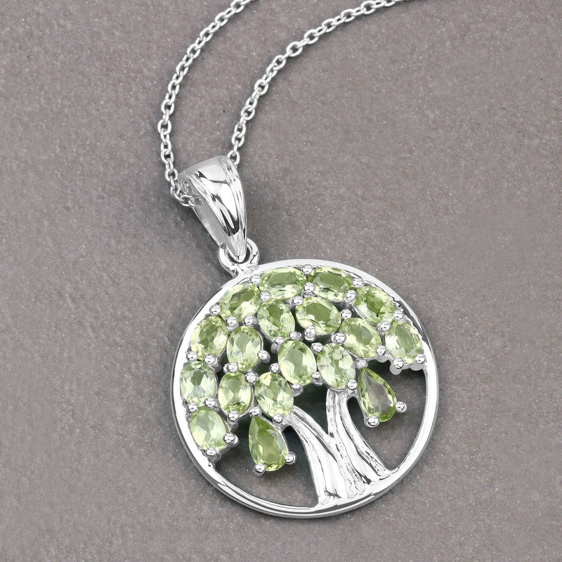 3.16 Carat Genuine Peridot .925 Sterling Silver Pendant