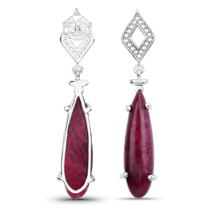 23.25 Carat Dyed Ruby and White Topaz .925 Sterling Silver Earrings
