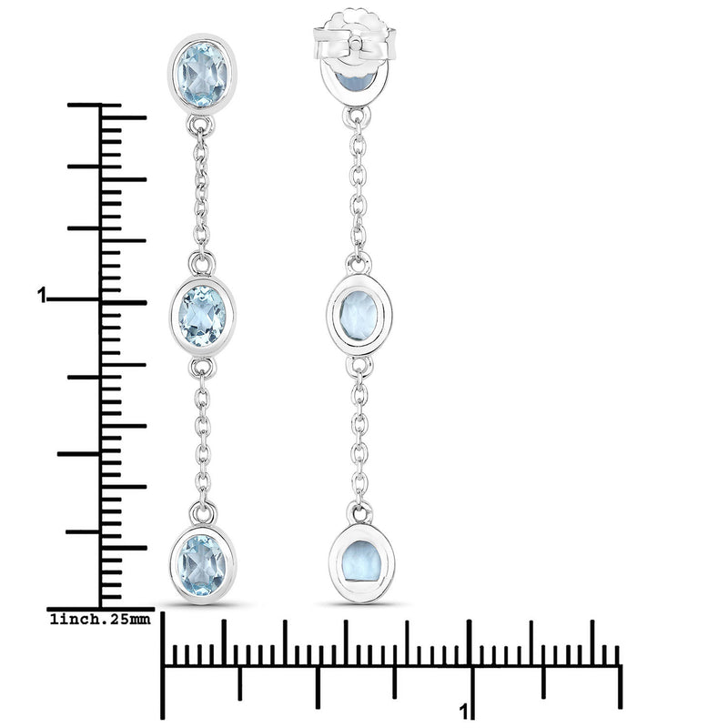 2.16 Carat Genuine Blue Topaz .925 Sterling Silver Earrings