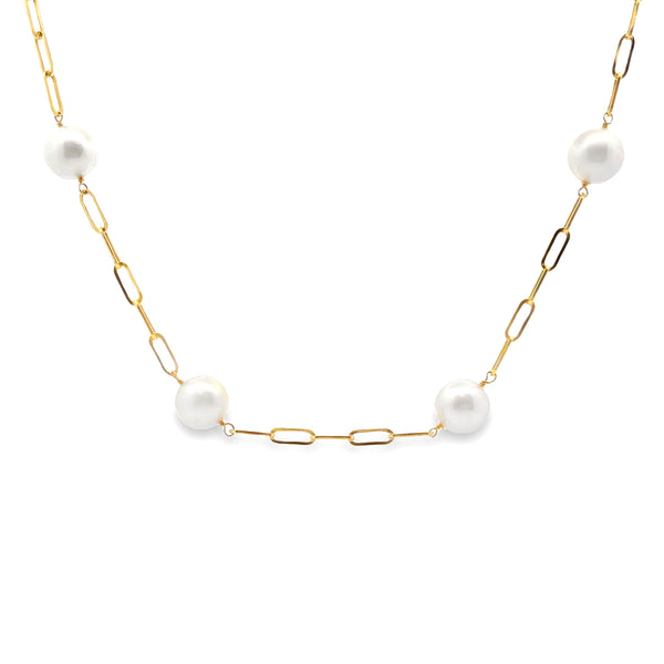 Natural FW Pearl Necklace 14KT Yellow Gold