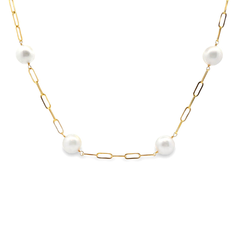 Natural FW Pearl Necklace 14KT Yellow Gold