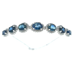 3.25ct Sapphire Diamond Tennis Bracelet 14KT White Gold