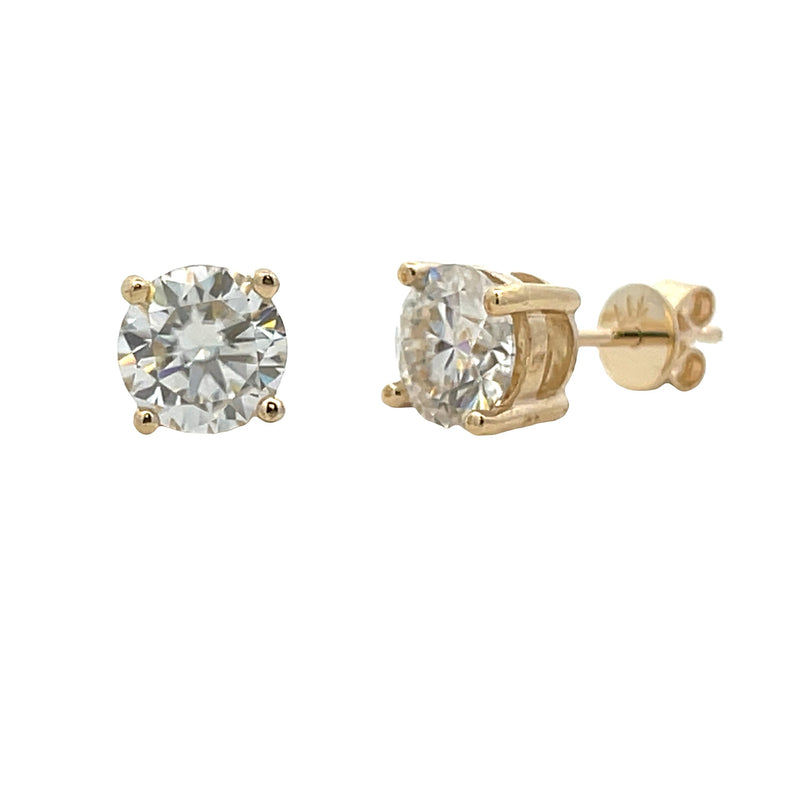 1.32ct Moissanite Stud Earrings 10KT Yellow Gold