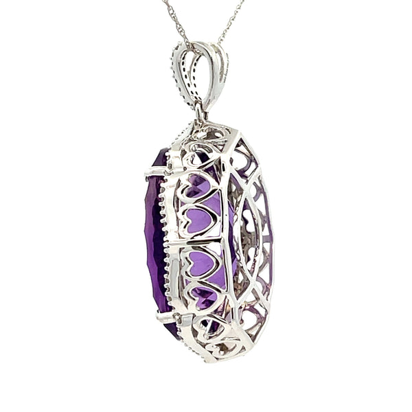 Amethyst Diamond Fashion Pendants 14KT White Gold