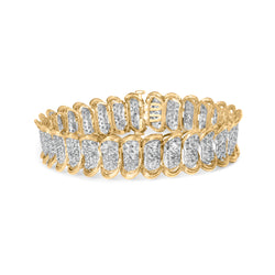 10K Yellow Gold 4.00 Cttw Pave Diamond Classic Link 7" Bracelet (I-J Color, I2-I3 Clarity)