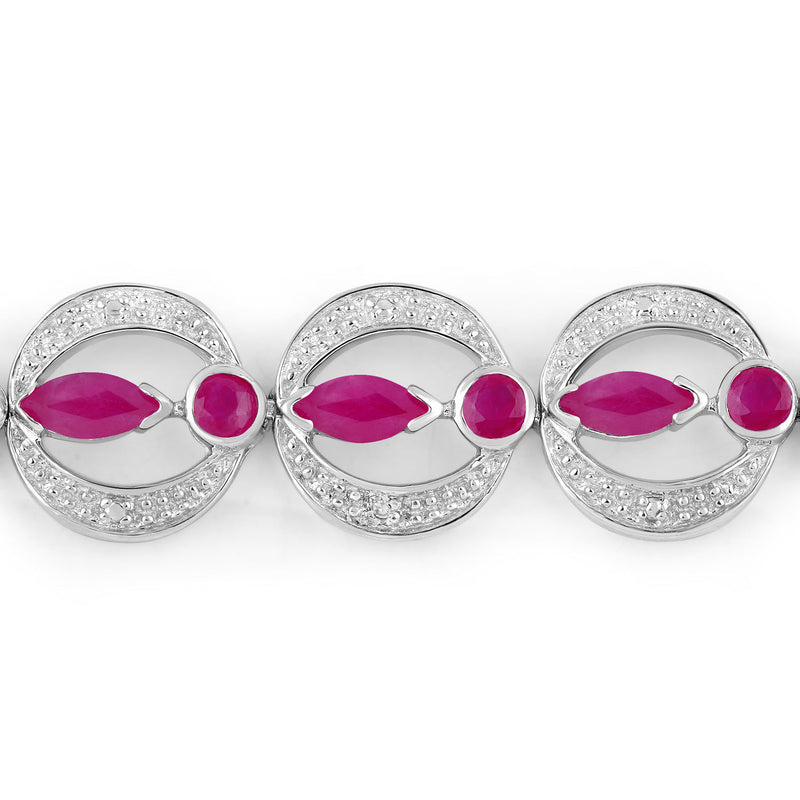 1.65 Carat Genuine Ruby and White Diamond .925 Sterling Silver Bracelet