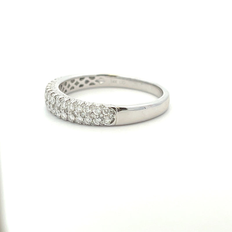 Genuine .55ct Diamond Wedding Band Ring 14KT White Gold