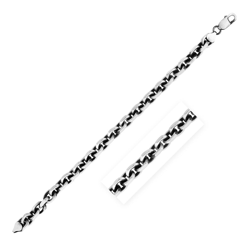 Sterling Silver Gunmetal Finish Oval Link Bracelet