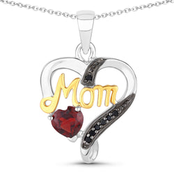 0.55 Carat Genuine Garnet and Black Spinel .925 Sterling Silver Pendant