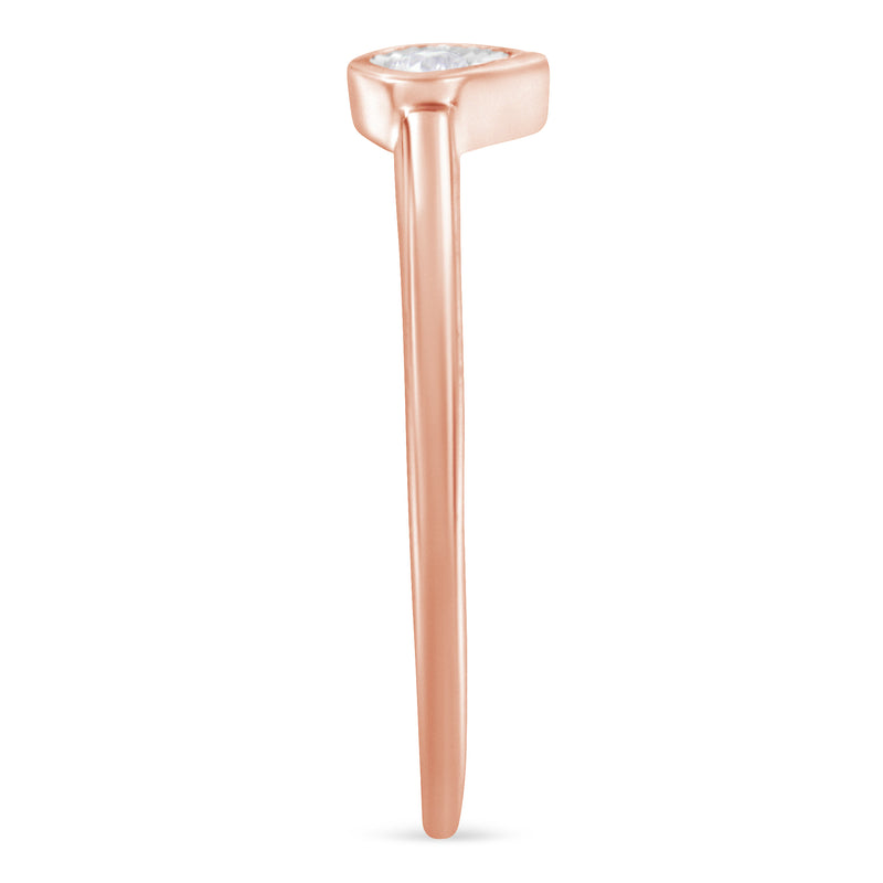 14K Rose Gold Plated .925 Sterling Silver 1/20 Carat Diamond Teardrop Pear-Shaped Miracle Set Petite Fashion Ring (J-K Color, I1-I2 Clarity) - Size 6