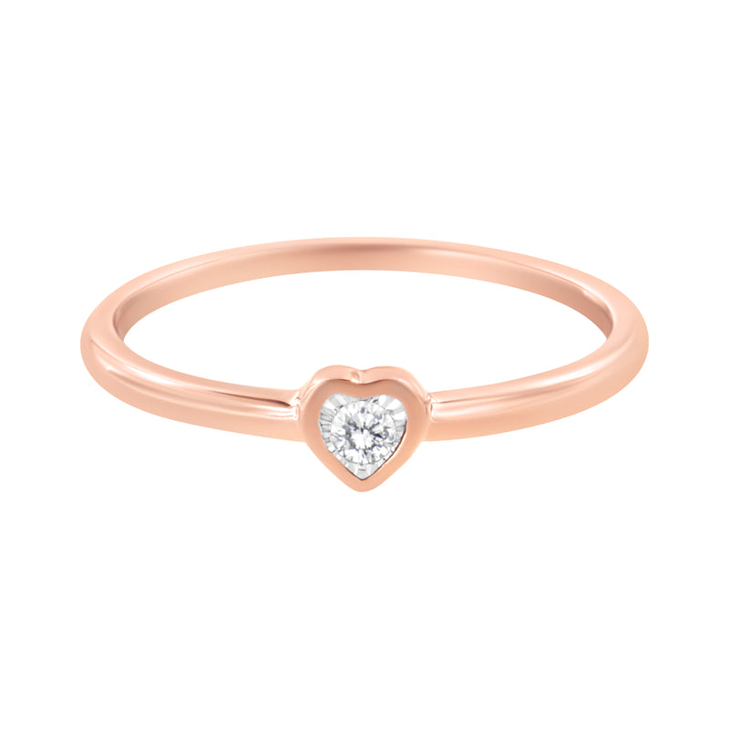 14K Rose Gold Plated .925 Sterling Silver Miracle Set Diamond Accent Heart Shaped Promise Ring (J-K Color, I1-I2 Clarity) - Size 6