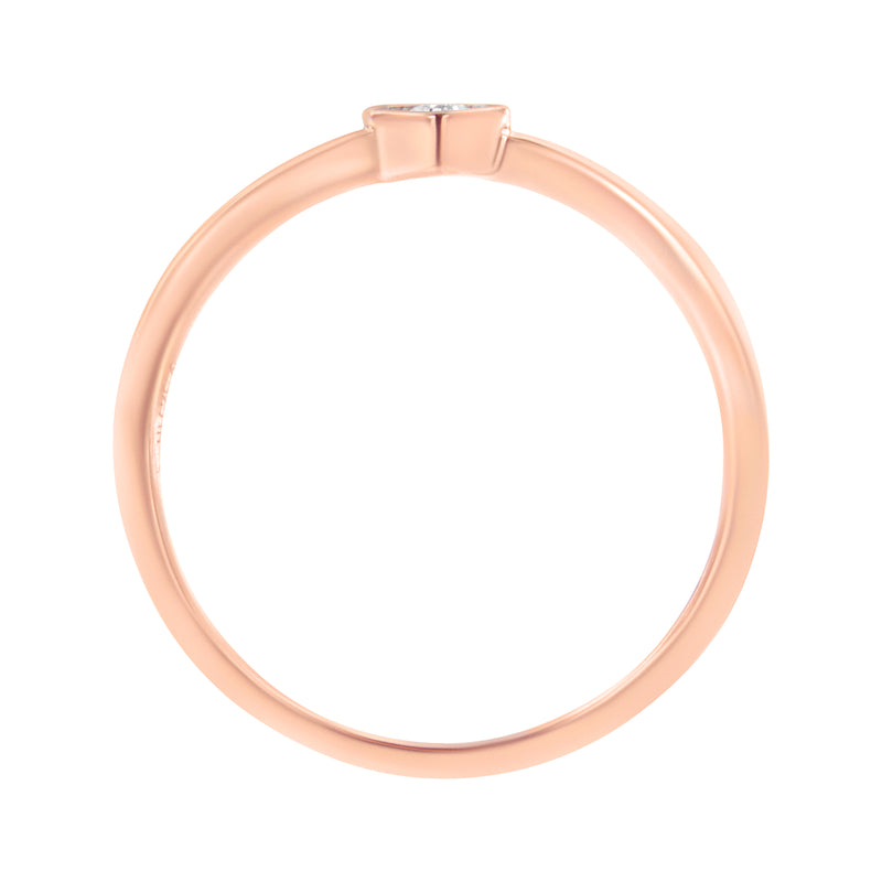 14K Rose Gold Plated .925 Sterling Silver Miracle Set Diamond Accent Heart Shaped Promise Ring (J-K Color, I1-I2 Clarity) - Size 6