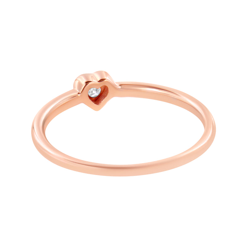 14K Rose Gold Plated .925 Sterling Silver Miracle Set Diamond Accent Heart Shaped Promise Ring (J-K Color, I1-I2 Clarity) - Size 6