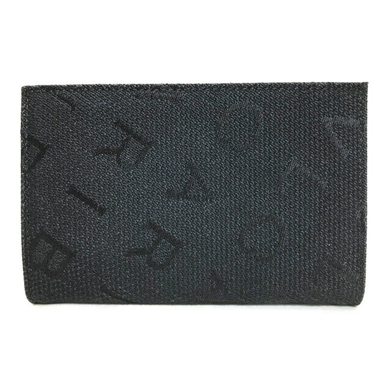 Bvlgari BVLGARI Maxi Mania Gama Mouth Purse Black Canvas Leather Mens Womens