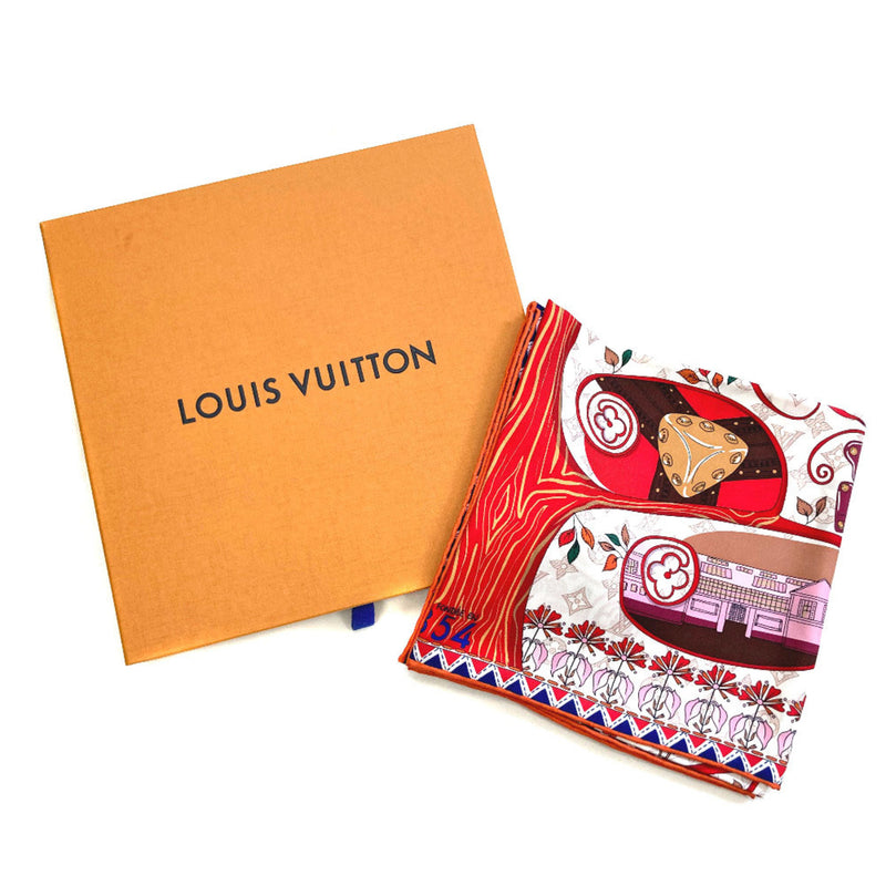 Louis Vuitton Scarf Carre Tree of M76135 100% Silk Red Ladies LOUIS VUITTON