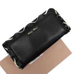 Miu Miu MIU L-shaped wallet black white leather
