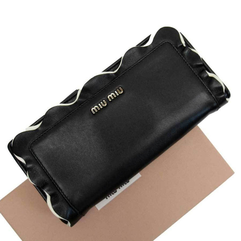 Miu Miu MIU L-shaped wallet black white leather