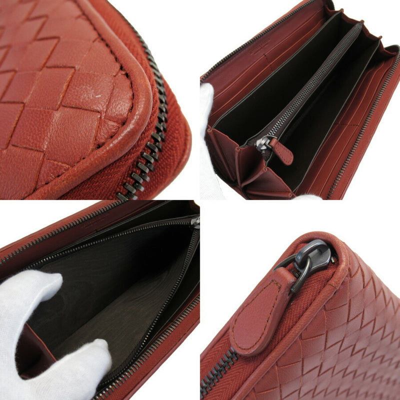 Bottega Veneta Round Purse Intrecciato Brown Leather