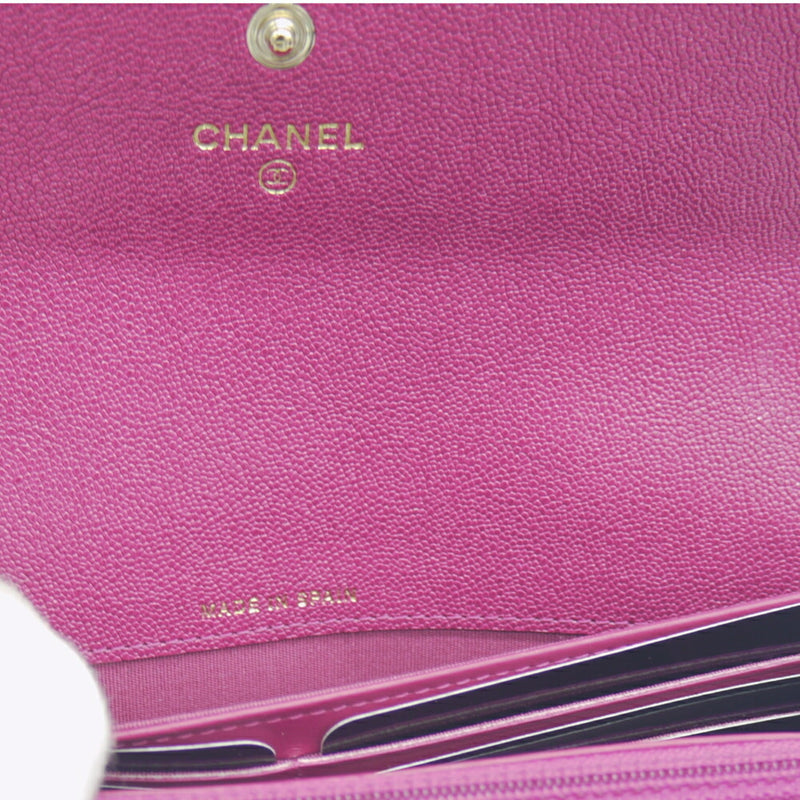 CHANEL Boy Chanel flap caviar skin long wallet A80286 B00317 N5030 pink