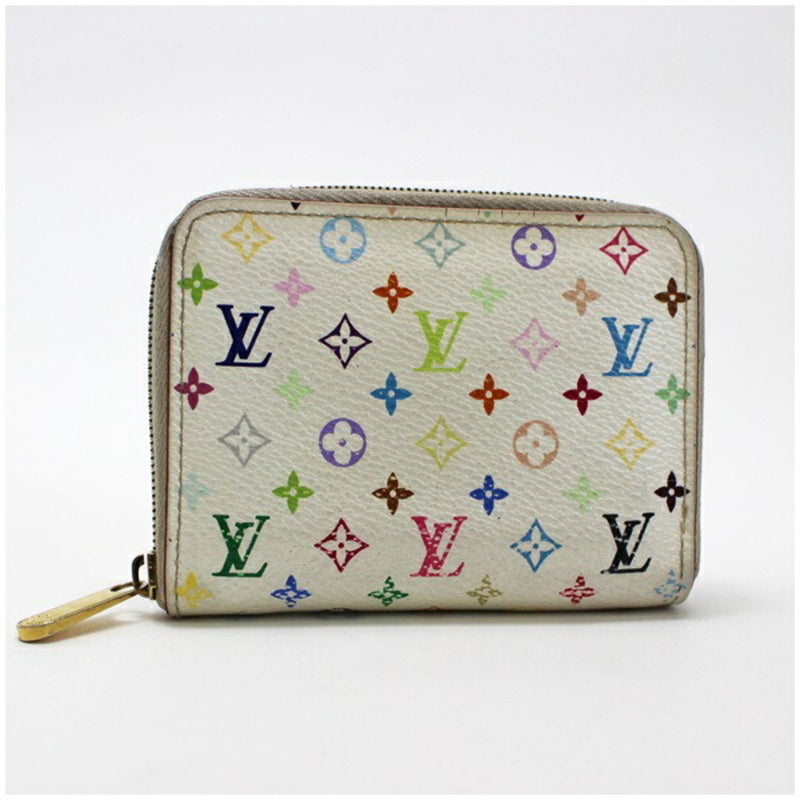 Louis Vuitton Monogram Multicolor Zippy Coin Purse Case M93741 Blanc Rich Ladies Round Zipper