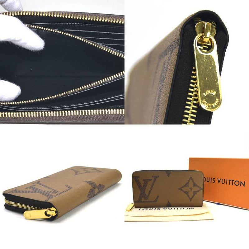 Louis Vuitton Round Zipper Wallet Monogram Giant Zippy Brown Canvas Ladies M69353