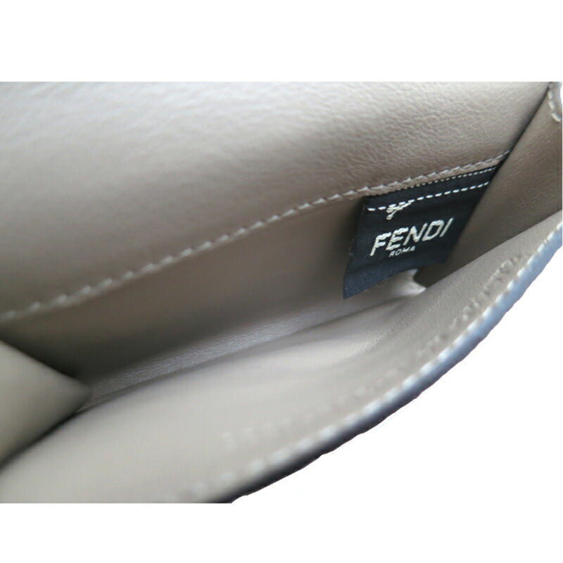 Fendi Peekaboo Celeria Business Card Included Women's and Men's Case 8M0425 Leather Beige