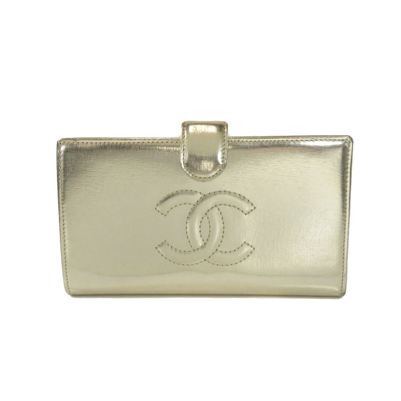 Chanel Coco Mark Long Wallet Bi-Fold Patent Leather Ladies