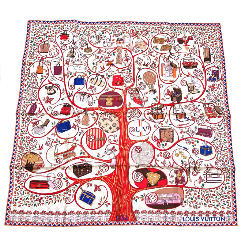 Louis Vuitton Scarf Carre Tree of M76135 100% Silk Red Ladies LOUIS VUITTON