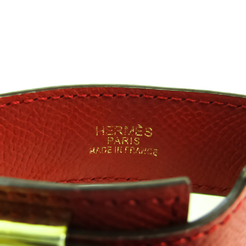 Hermes Artemis Leather,Metal Bracelet Gold,Red