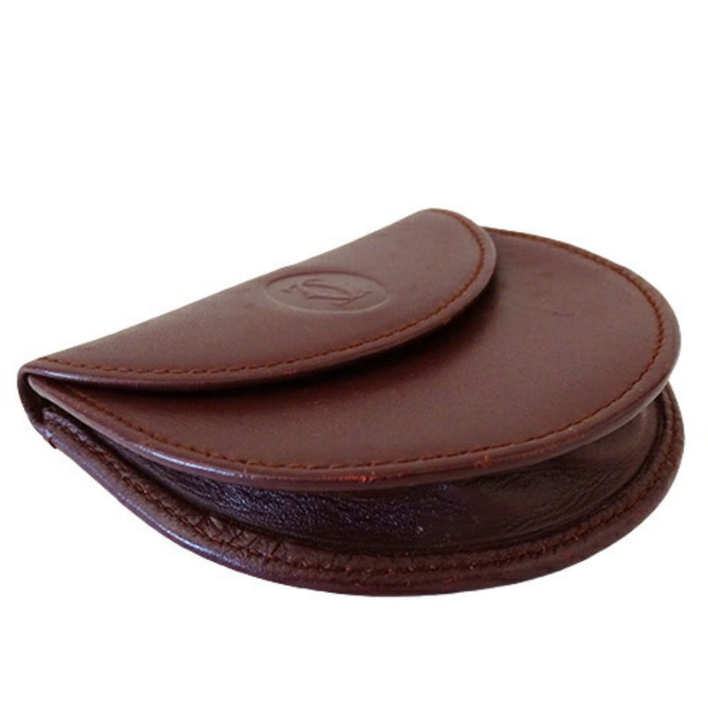 Cartier Mast Coin Purse Leather Bordeaux