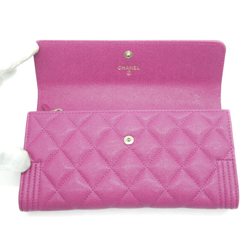 CHANEL Boy Chanel flap caviar skin long wallet A80286 B00317 N5030 pink