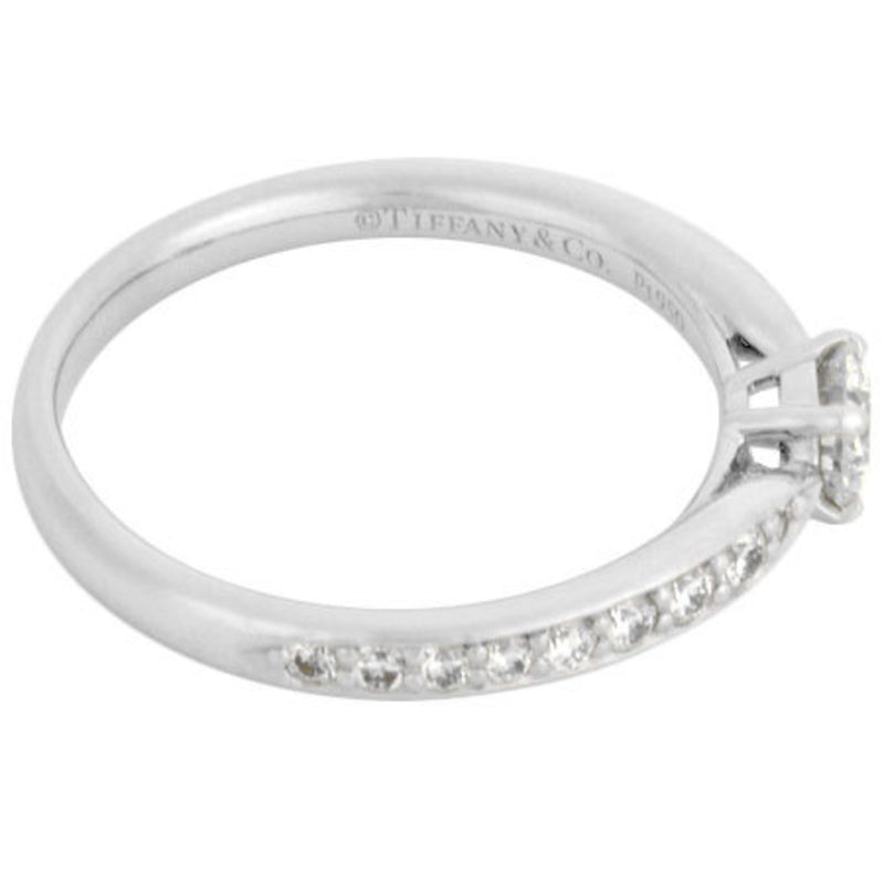 Tiffany TIFFANY & Co. Harmony Diamond 0.21ct (I / SI1 3EX) Solitaire Half Circle Ring Pt950 # 7.5
