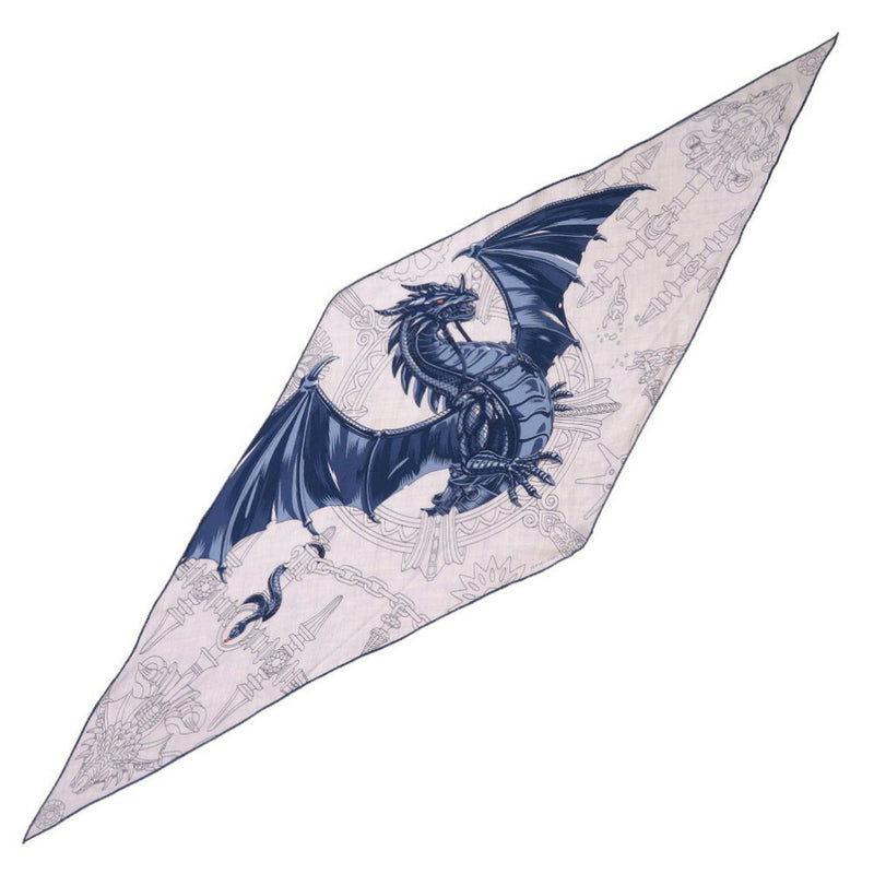 Hermes Carrero Sanju Dragon Cashmere Silk Gray Stole Muffler