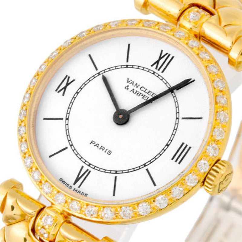 Van Cleef & Arpels Classic La Collection Diamond Bezel K18 Yellow Gold Ladies Watch Quartz White Dial 18901 B1
