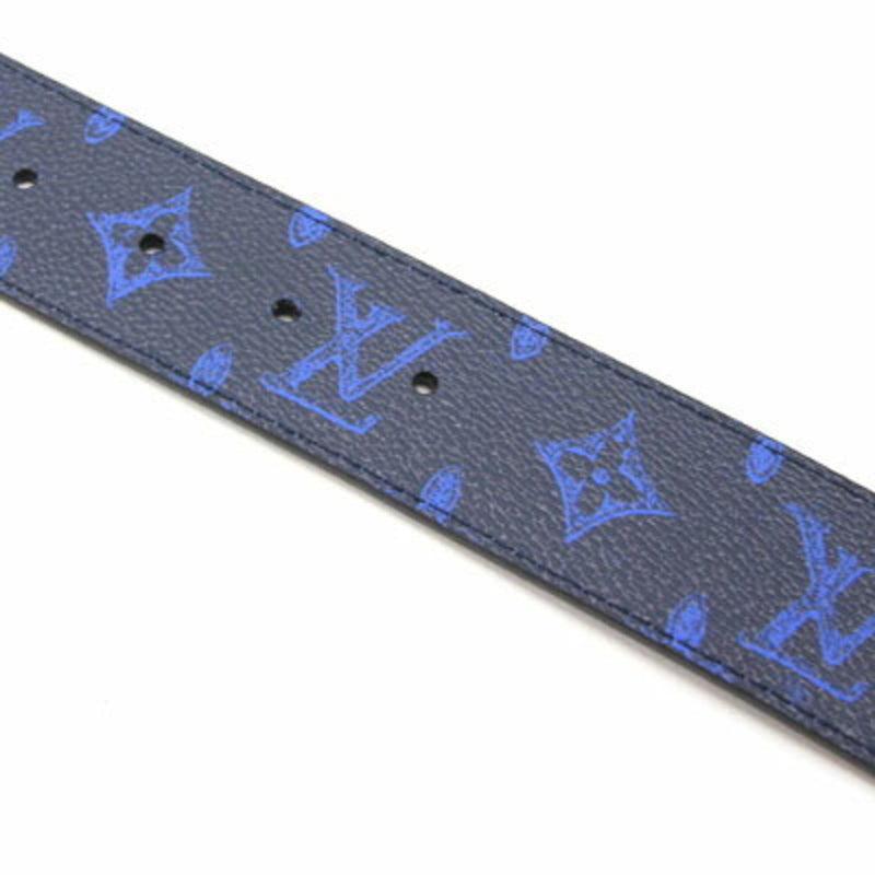Louis Vuitton Belt Monogram Sainture LV Initial MP302V Navy Blue 85cm Everyday Capsule Collection Reversible Signature Mens Fashion