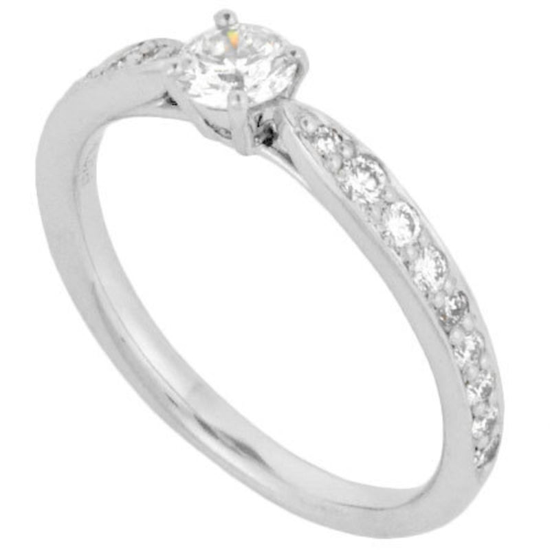Tiffany TIFFANY & Co. Harmony Diamond 0.21ct (I / SI1 3EX) Solitaire Half Circle Ring Pt950 # 7.5